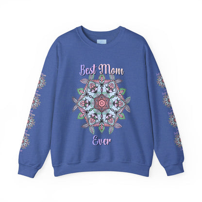 Comfortable and stylish unisex crewneck sweatshirt with 'Best Mom Ever' slogan