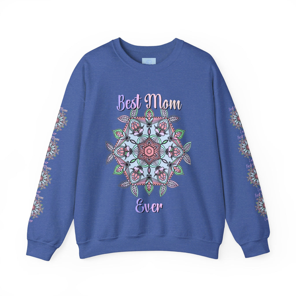 Comfortable and stylish unisex crewneck sweatshirt with 'Best Mom Ever' slogan