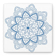 Handmade Mandala Art in Steel Blue with Matte Canvas and Stretched Frame