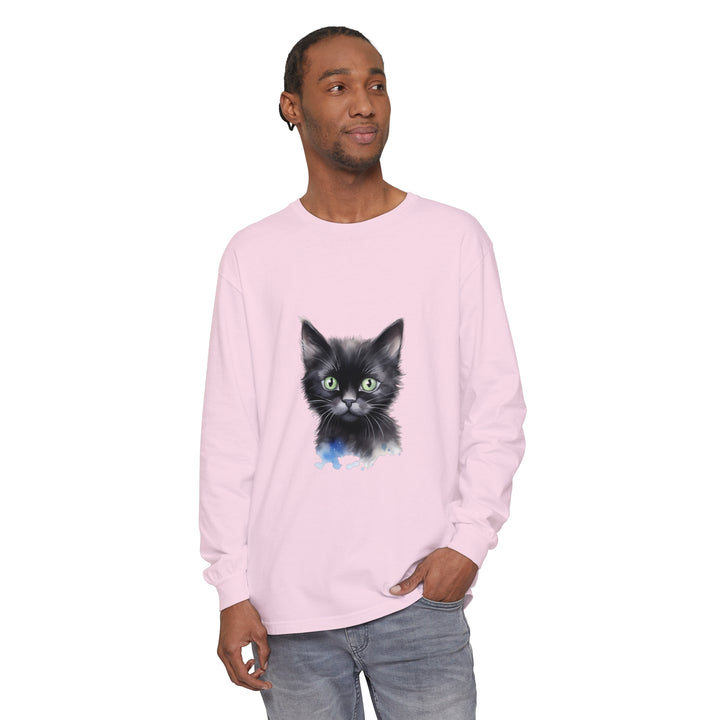 Black Cat Watercolor Unisex T-Shirt featuring a vibrant watercolor design of a black cat on a comfortable, versatile unisex t-shirt