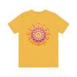 Vibrant Mandala T-Shirt featuring intricate design in peaceful colors representing peace and harmony, perfect for adding a touch of tranquility to any wardrobe