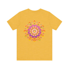 Vibrant Mandala T-Shirt featuring intricate design in peaceful colors representing peace and harmony, perfect for adding a touch of tranquility to any wardrobe