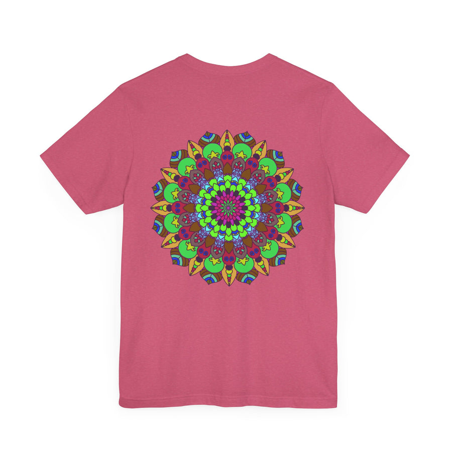Vibrant mandala t-shirt with intricate design symbolizing peace and harmony