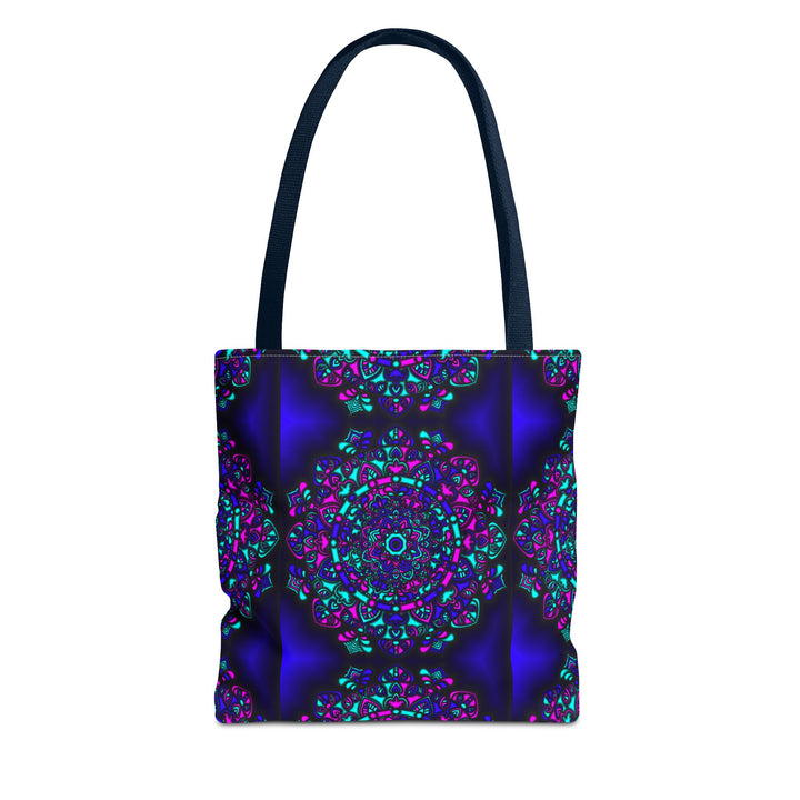 Kaleidoscope Mandala Tote Bag — Vibrant Neon Floral Pattern