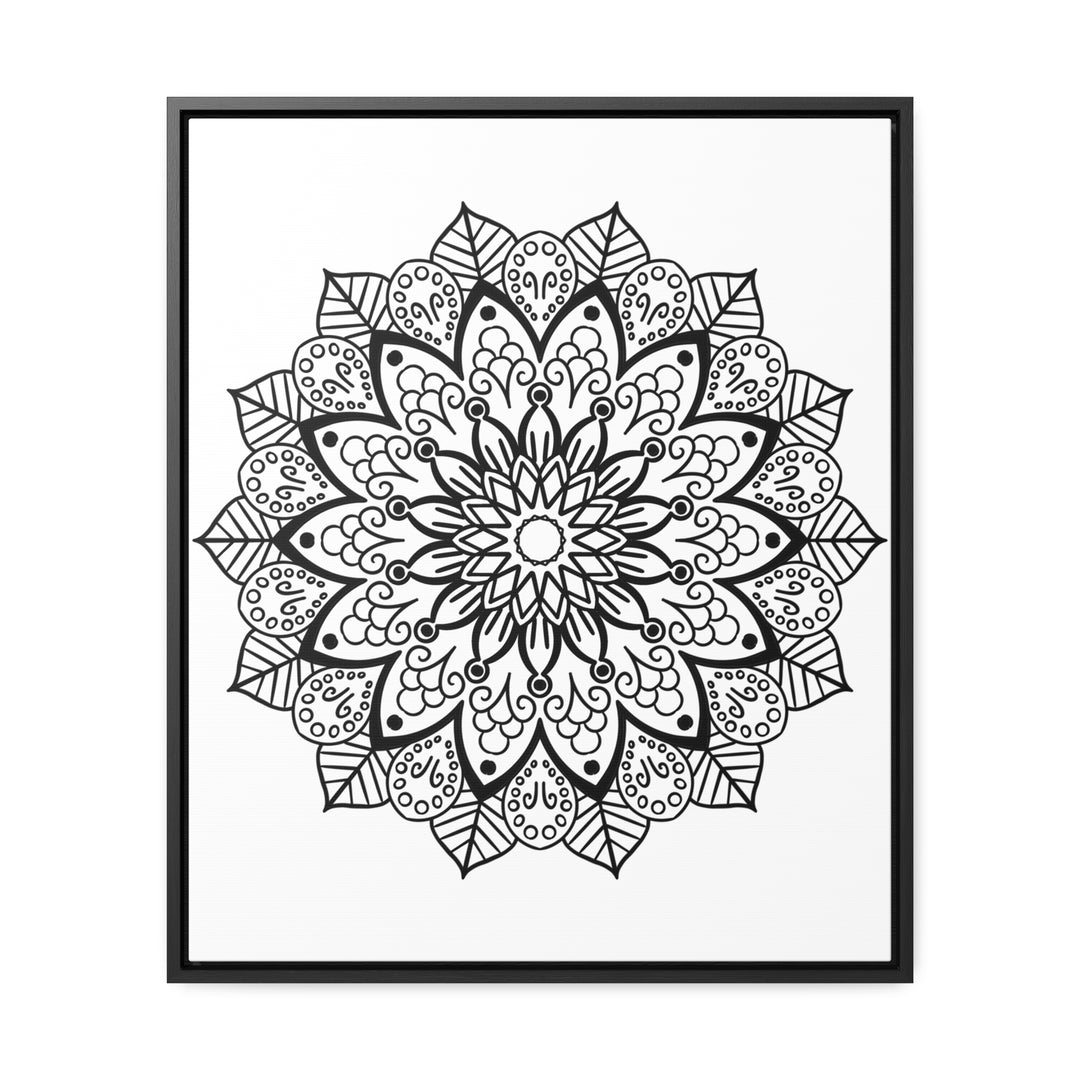 Beautifully crafted black and white handmade mandala art on gallery canvas wraps