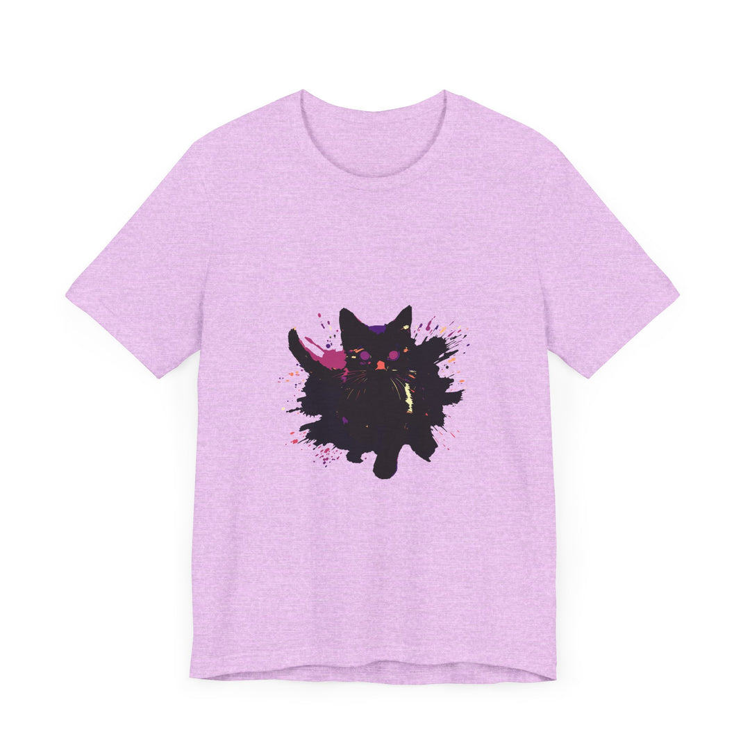 Vibrant and eye-catching Black Cat Mystery T-Shirt featuring bold colors