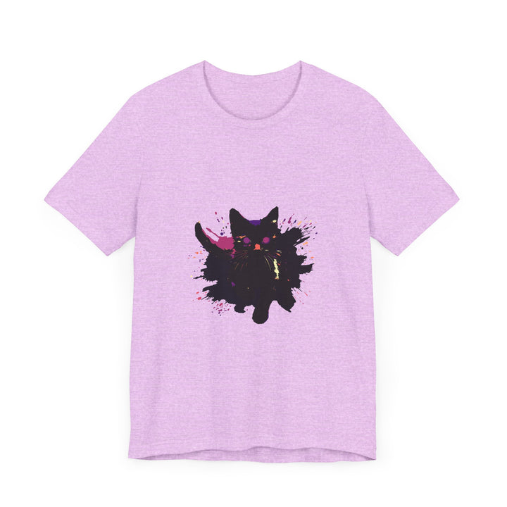 Vibrant and eye-catching Black Cat Mystery T-Shirt featuring bold colors