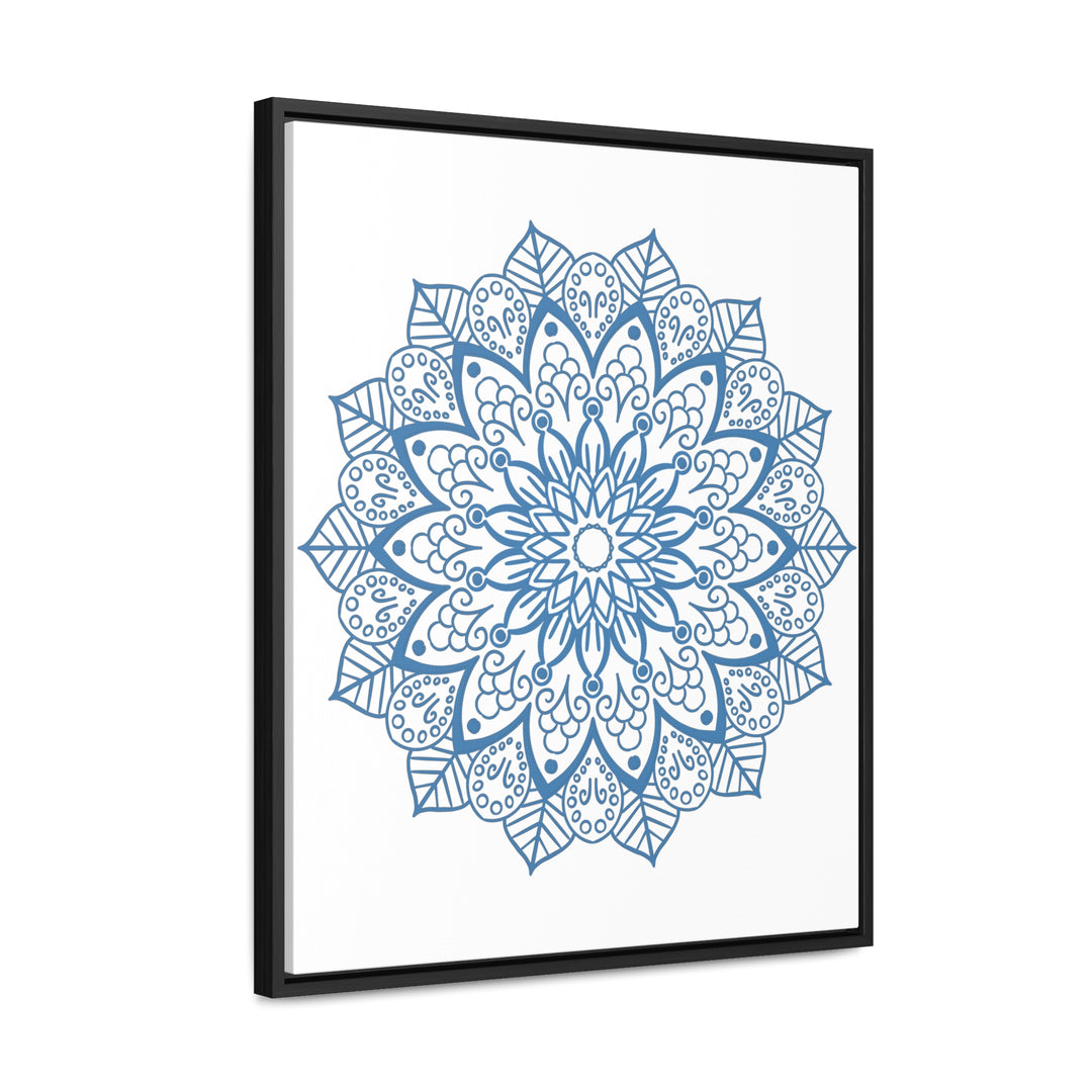 Handmade steel blue Mandala design wall art on gallery canvas wraps