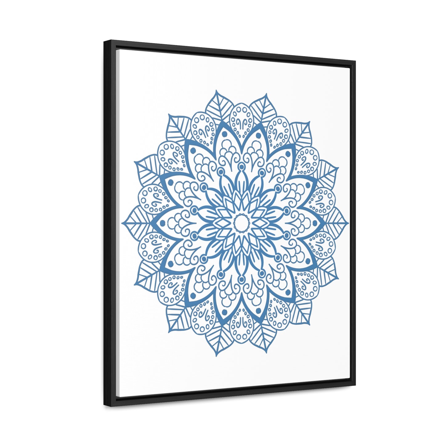 Handmade steel blue Mandala design wall art on gallery canvas wraps