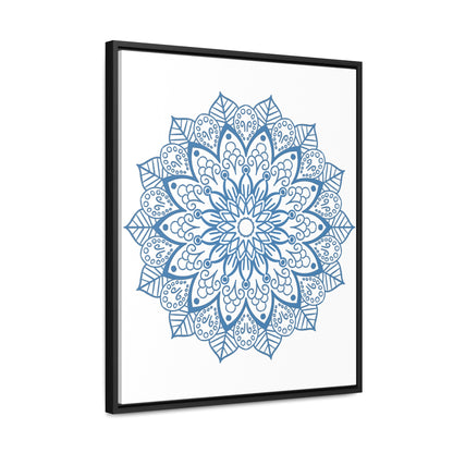 Handmade steel blue Mandala design wall art on gallery canvas wraps