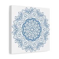 Beautiful handmade steel blue mandala design wall art on matte canvas