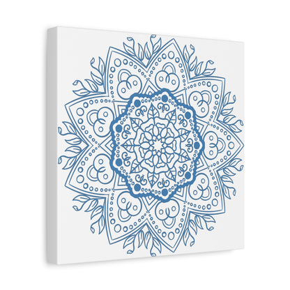 Beautiful handmade steel blue mandala design wall art on matte canvas