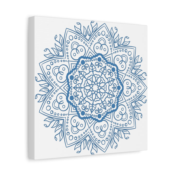 Beautiful handmade steel blue mandala design wall art on matte canvas