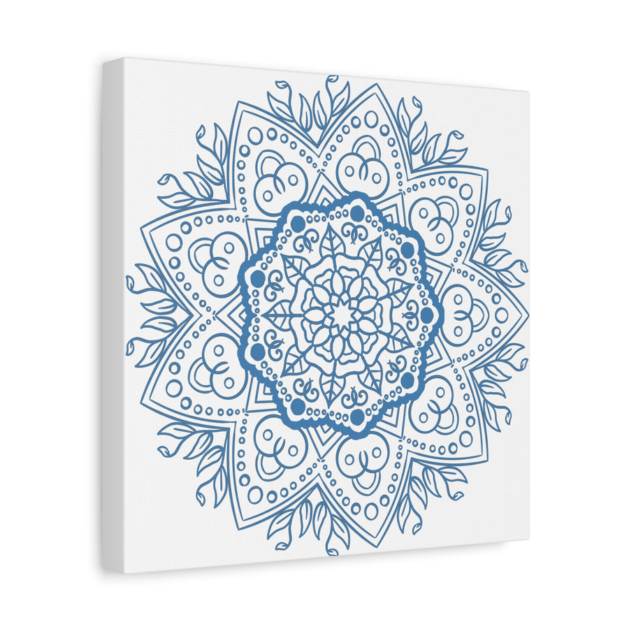 Beautiful handmade steel blue mandala design wall art on matte canvas