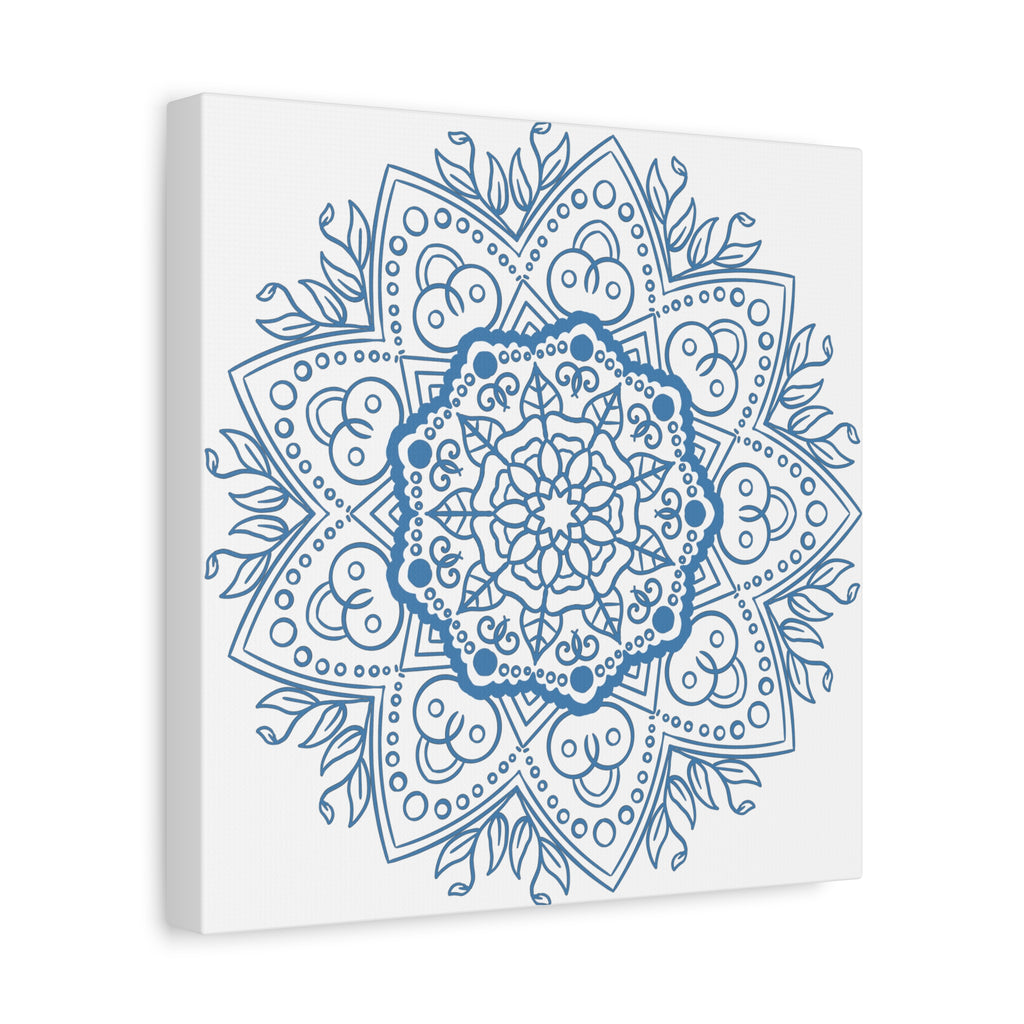 Beautiful handmade steel blue mandala design wall art on matte canvas