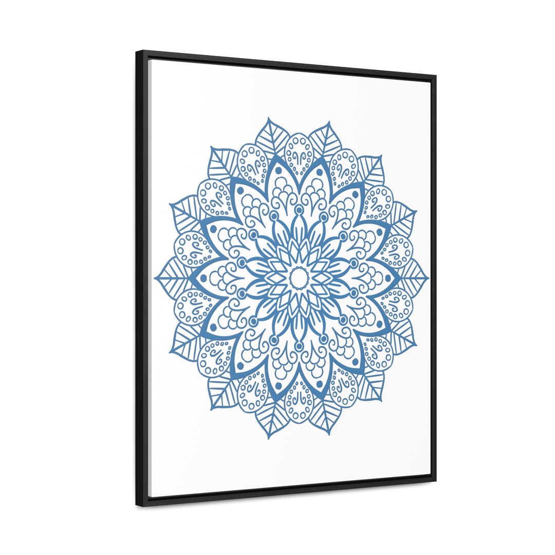 Mandala Handmade Art - Stunning Steel Blue Mandala Design Wall Art on Gallery Canvas Wraps, Vertical Frame - Perfect for Adding a Touch of Bohemian Elegance to Your Home Decor