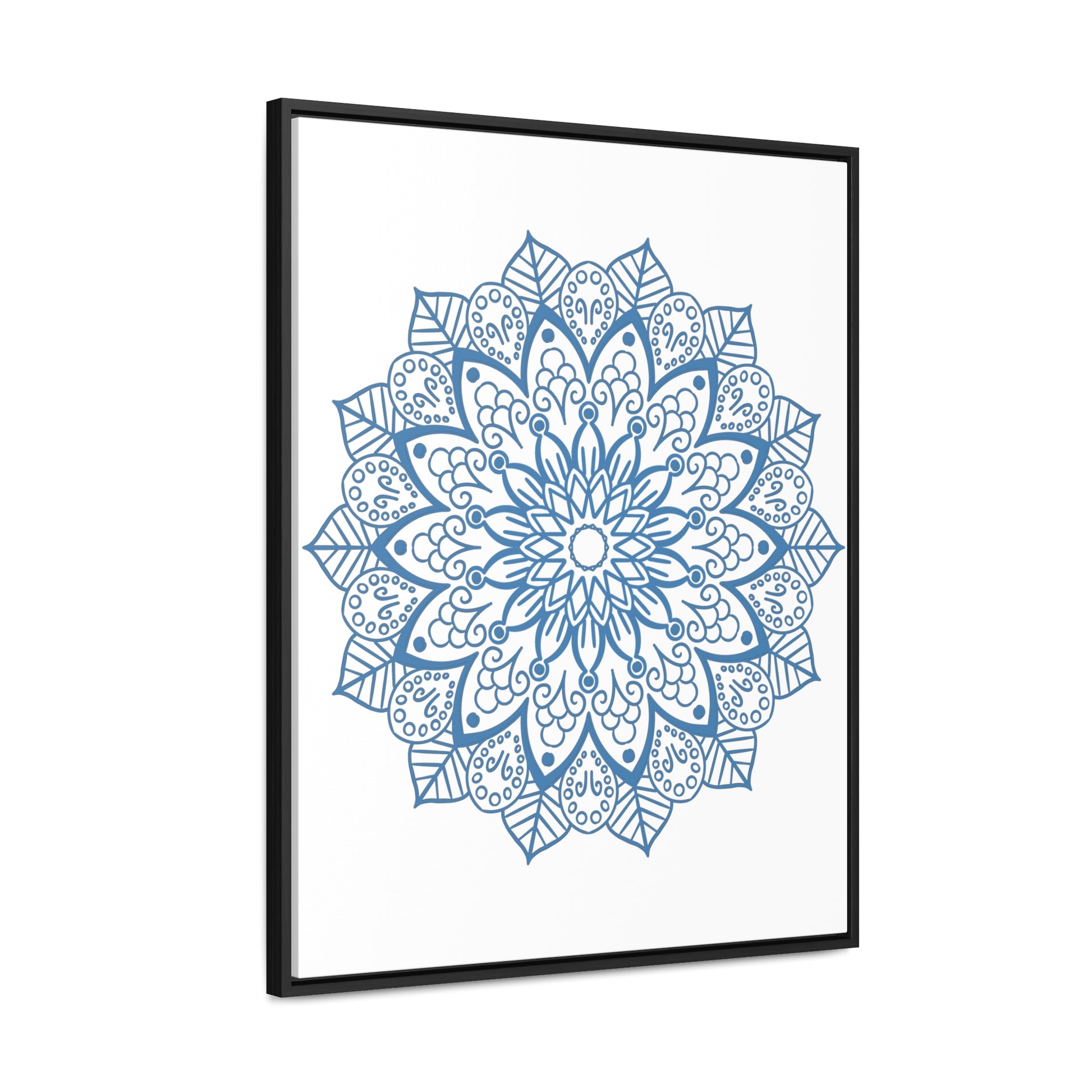 Mandala Handmade Art - Stunning Steel Blue Mandala Design Wall Art on Gallery Canvas Wraps, Vertical Frame - Perfect for Adding a Touch of Bohemian Elegance to Your Home Decor