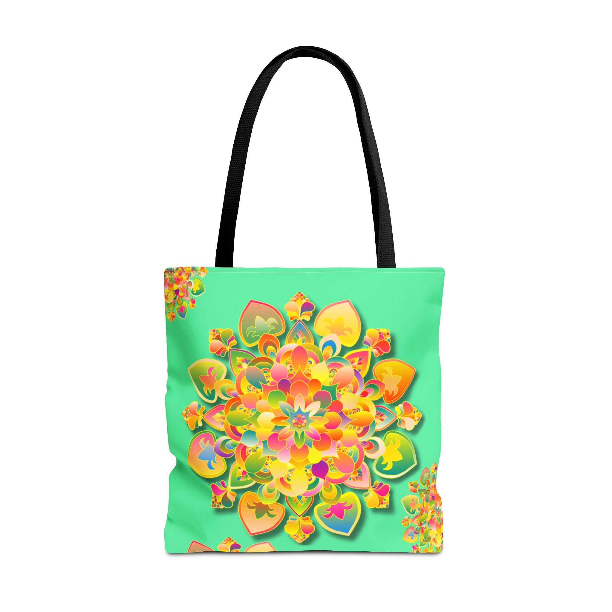 Floral Mandala Tote Bag — Bright Tropical Green All-Over Print