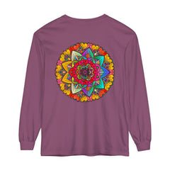  Comfortable and stylish unisex long sleeve t-shirt with vibrant mandala print