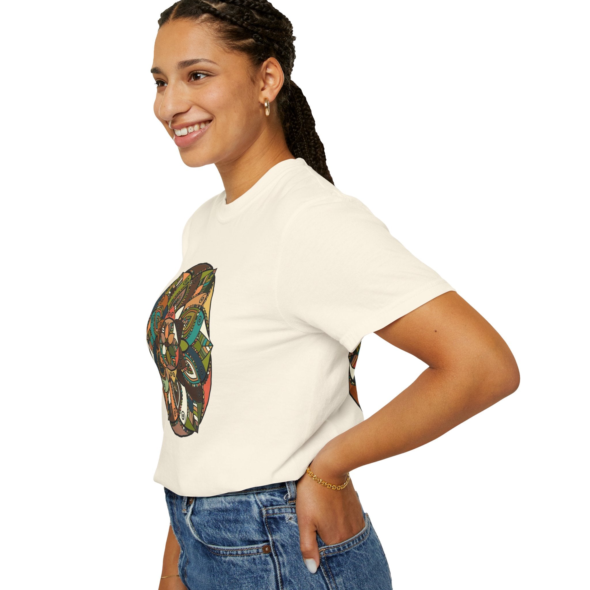 Mandala Earth Flora T-Shirt — Earthy Tones Geometric Art Tee