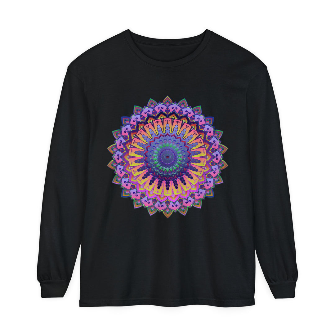 Intricately designed long sleeve unisex t-shirt featuring a beautiful mandala pattern