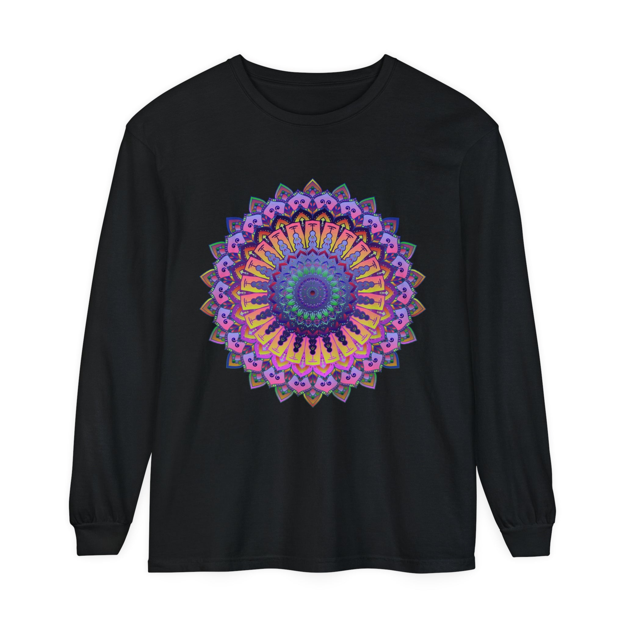 Intricately designed long sleeve unisex t-shirt featuring a beautiful mandala pattern