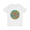 A vibrant mandala tee with intricate patterns, symbolizing peace and tranquility