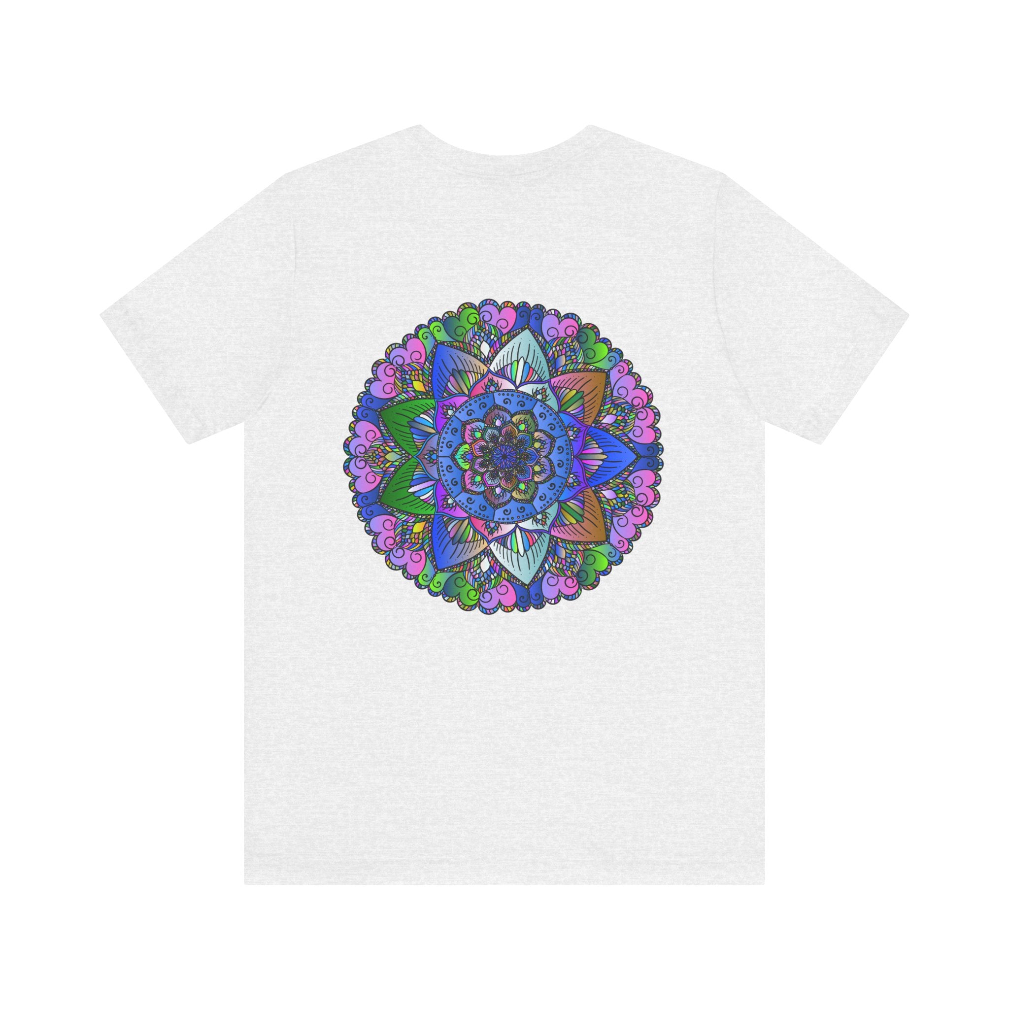 Vibrant Mandala T-Shirt with Spiritual Peace design, perfect for spreading positivity and inner harmony, available in multiple sizes and colors