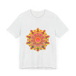 Vibrant Mandala Tee featuring intricate spiritual art design in bold colors