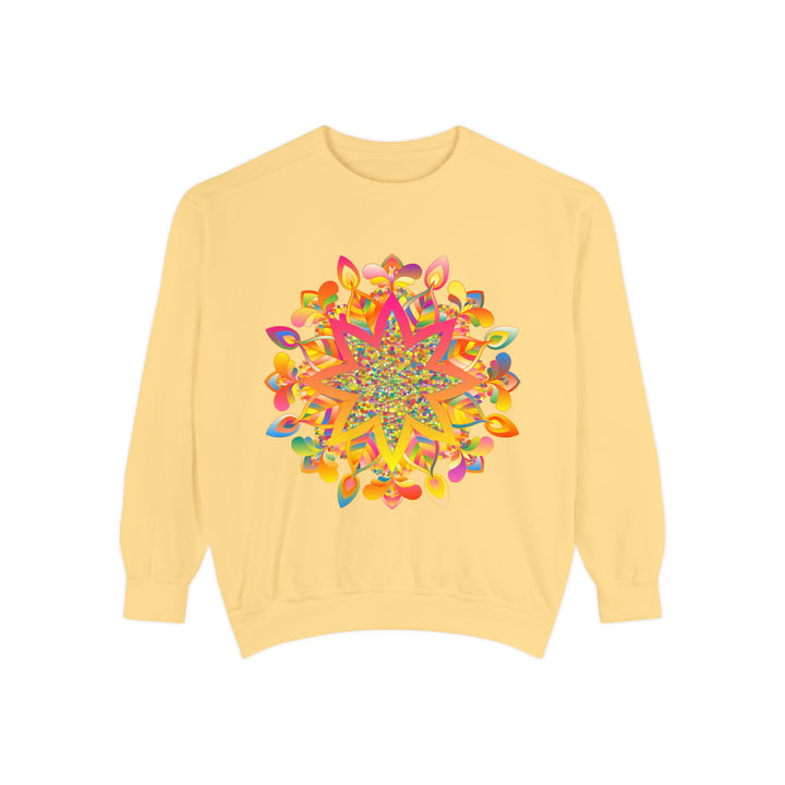 Colorful mandala sweatshirt with intricate design and vibrant patterns for a trendy and bohemian style