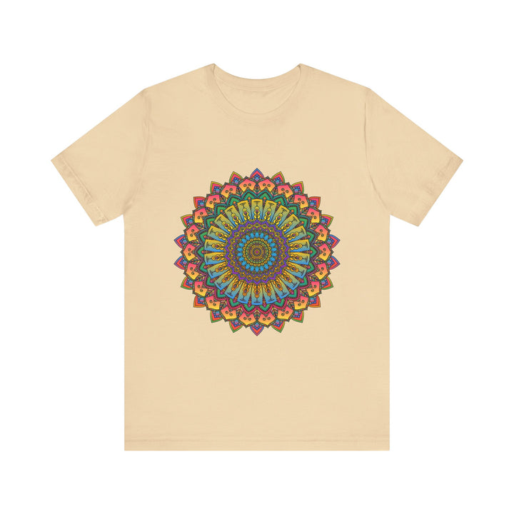 Vibrant and colorful Intricate Mandala Meditation Tee, perfect for relaxation and mindfulness practice, featuring a detailed mandala design in beautiful, eye-catching hues