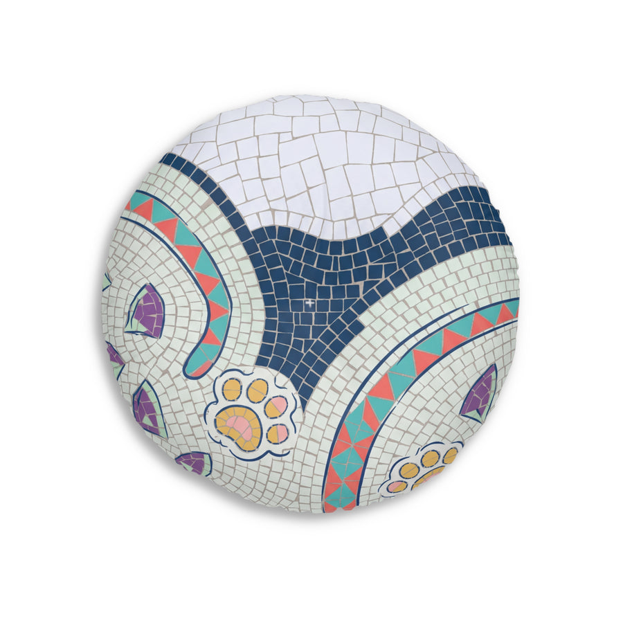 Cuscino da pavimento a mosaico con gatto introverso