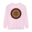 Vibrant and detailed mandala design long sleeve t-shirt in a variety of bright colors