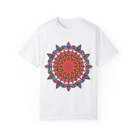 Unisex Mandala T-Shirt made from 100% Ring-Spun Cotton with Hand-Drawn Mandala Art, Garment-Dyed for Extra Comfort