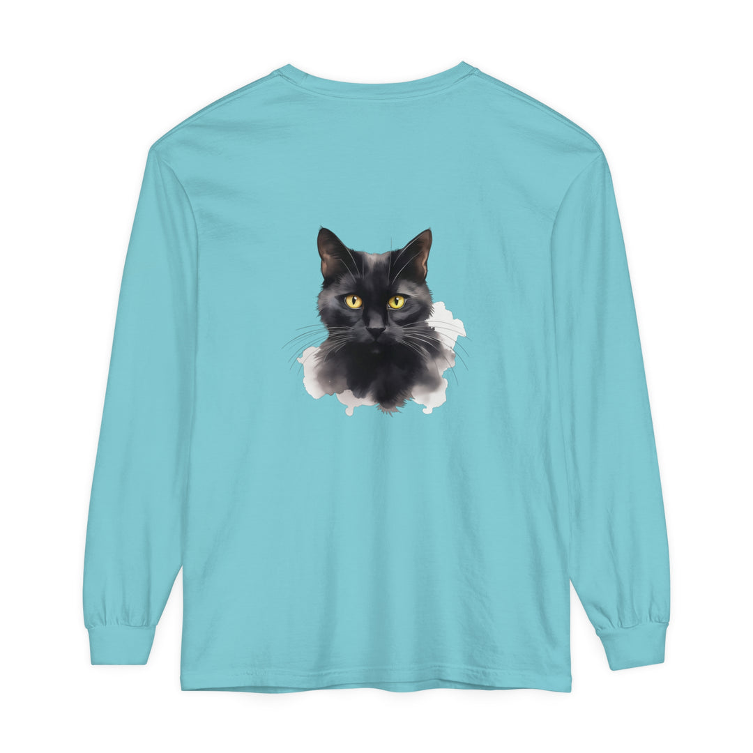  Long Sleeve T-Shirt for Cat Lovers with Realistic Cat Design 