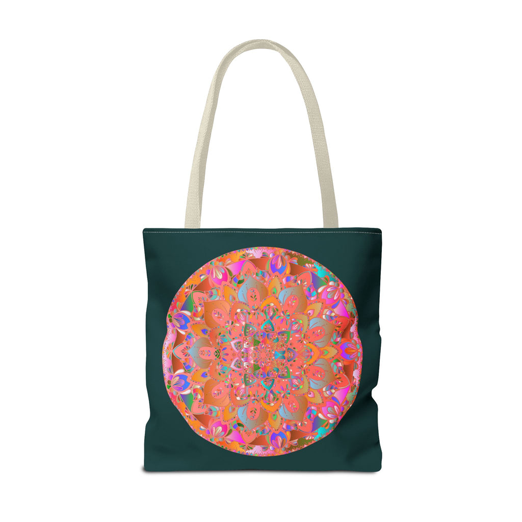 Vibrant and colorful Mandala Tote Bag with intricate nature-inspired design