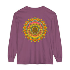 Colorful and intricate mandala design long sleeve unisex t-shirt in vibrant shades