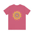 A vibrant and colorful Mandala Tee, featuring intricate patterns symbolizing spiritual peace and harmony in a stylish and comfortable t-shirt design for men and women