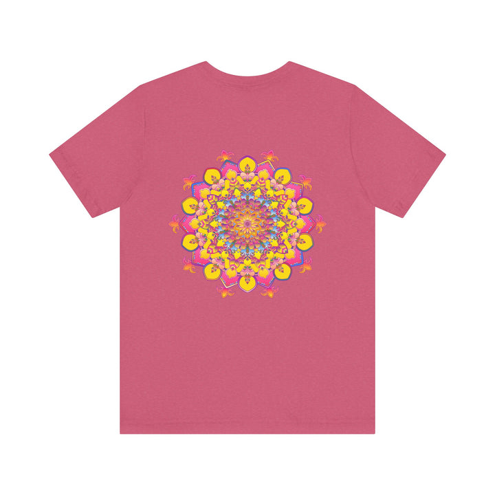 A vibrant and colorful Mandala Tee, featuring intricate patterns symbolizing spiritual peace and harmony in a stylish and comfortable t-shirt design for men and women