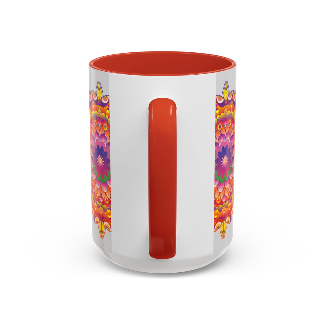 Colorful floral mandala art mug, perfect for enjoying your favorite hot beverage