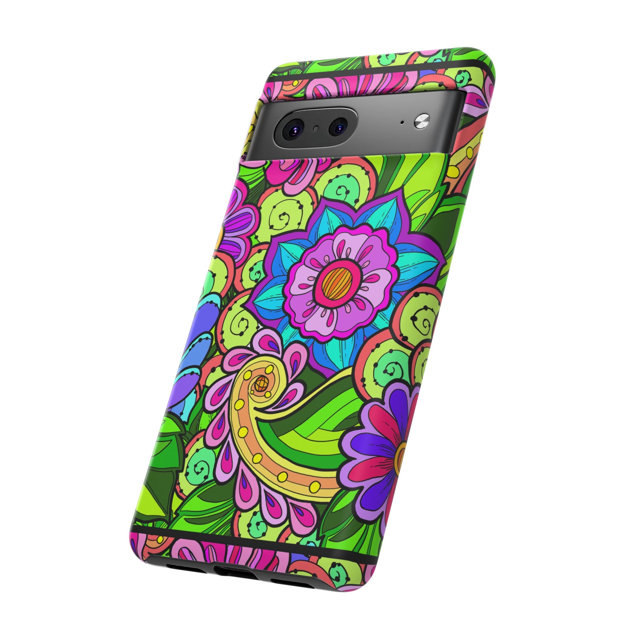Floral Fantasy iPhone and Google Pixel Case in Bright Green Palette