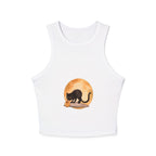 Back view of Black Cat Moonlit Pumpkin Racerback Tank Top with racerback design