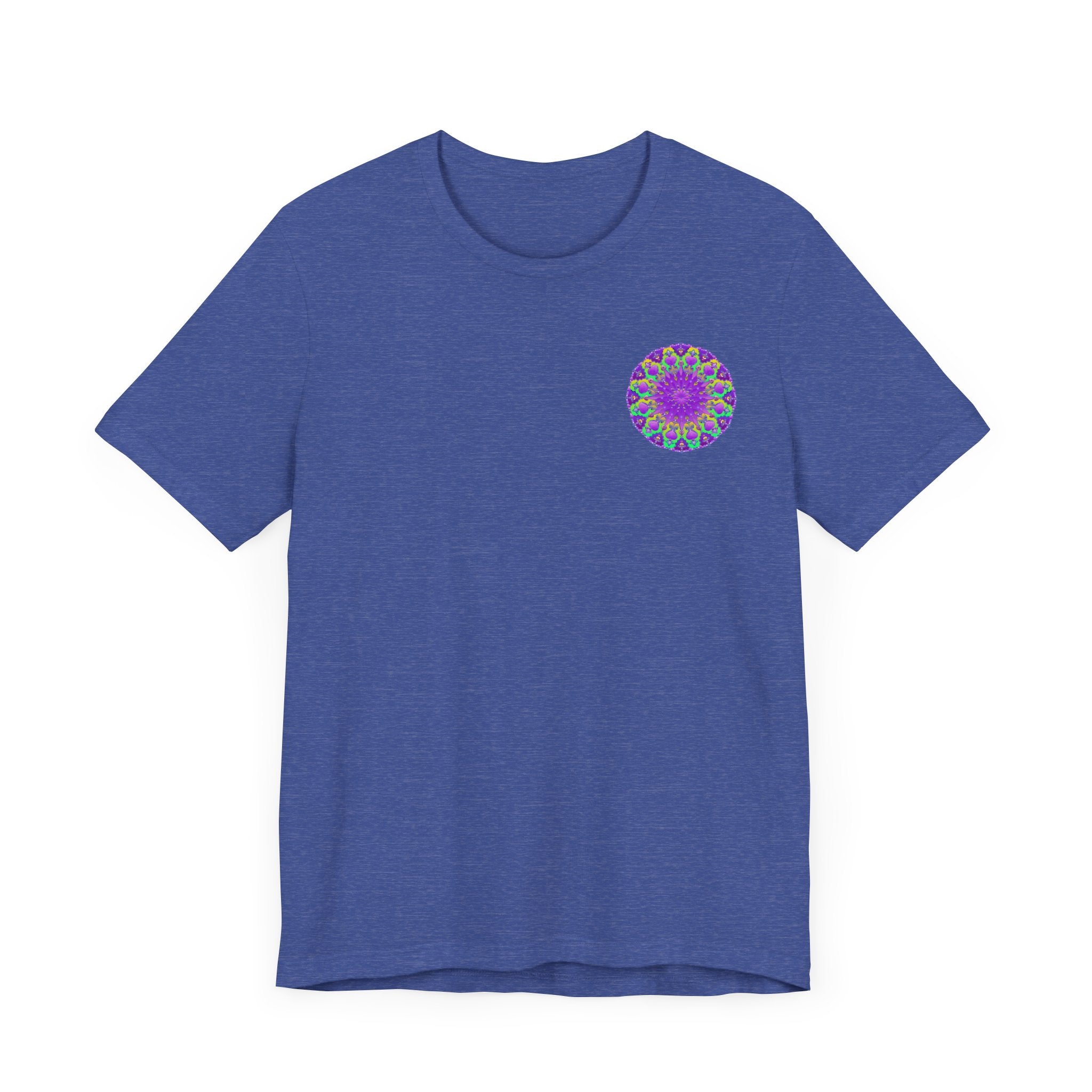 Beautiful purple mandala design tee promoting spiritual peace and harmony