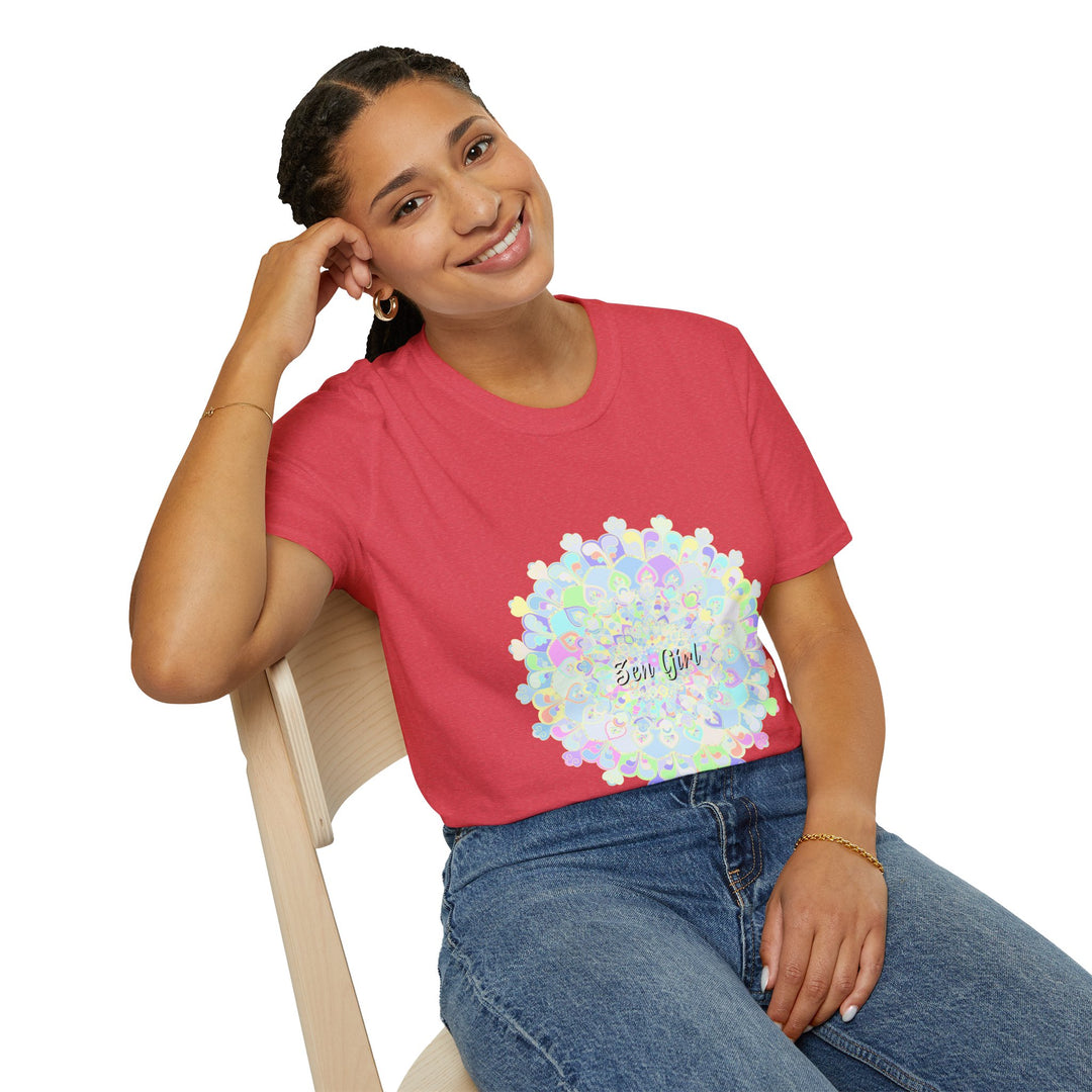 Colorful mandala design t-shirt with intricate patterns and vibrant colors