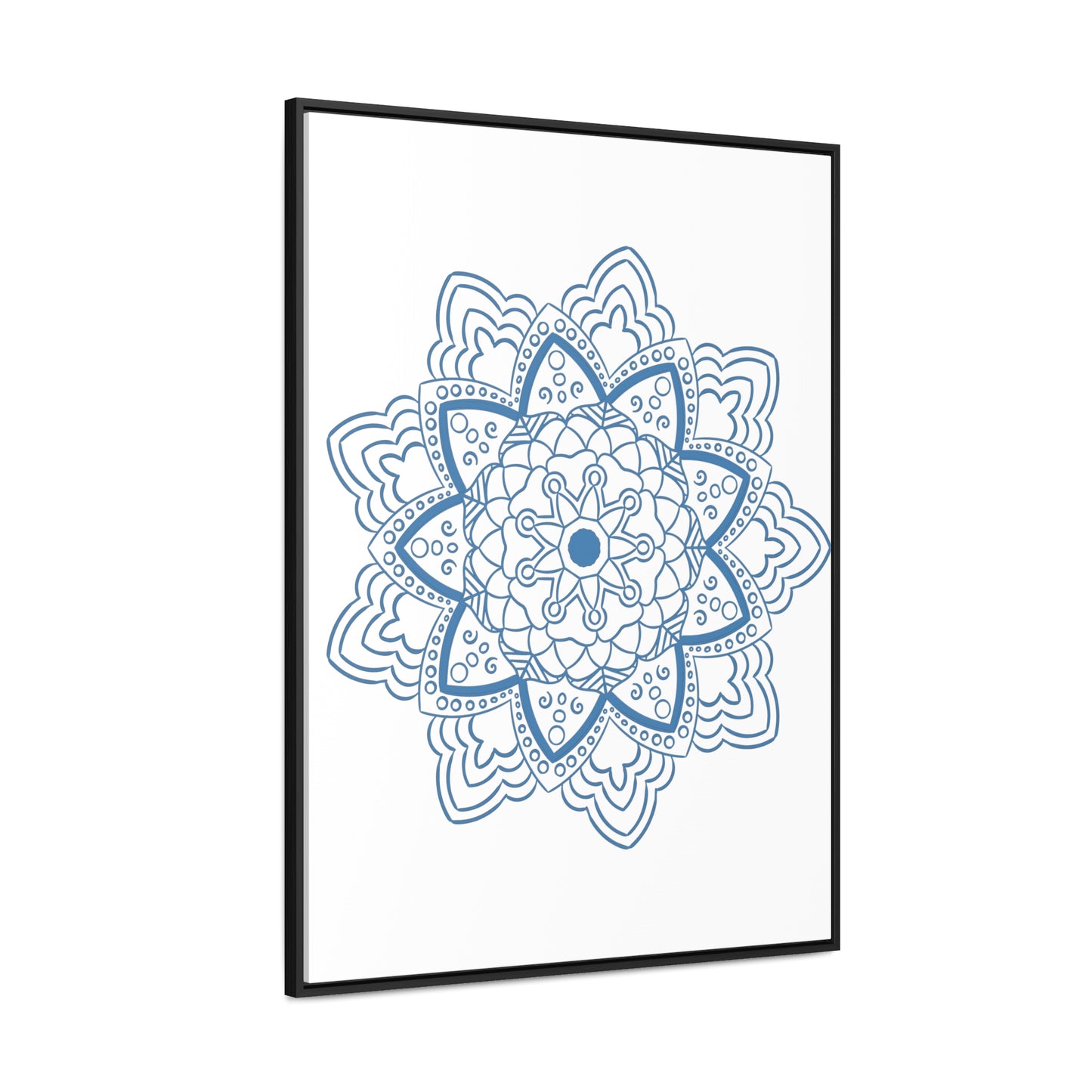 Beautiful steel blue mandala design handmade art on gallery canvas wraps