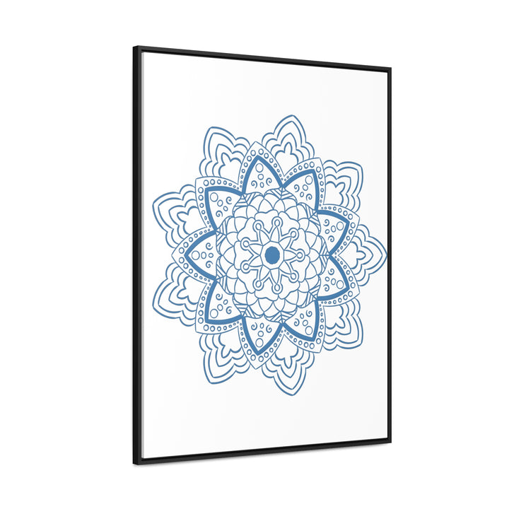 Beautiful steel blue mandala design handmade art on gallery canvas wraps