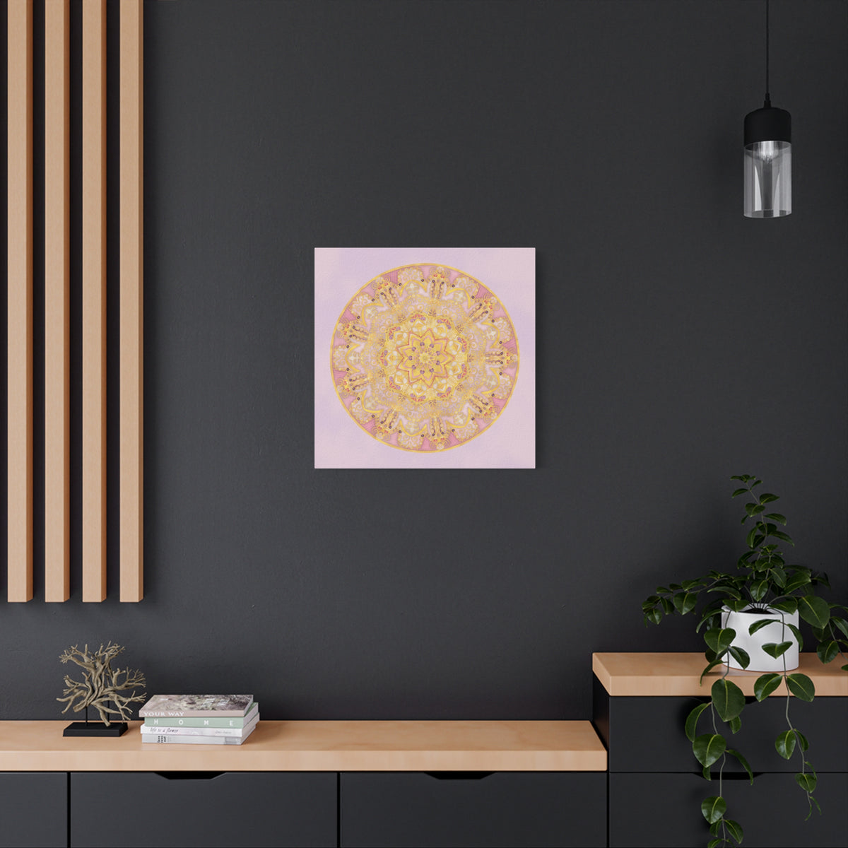 Pink and Gold Mandala Matte Canvas Wall Art