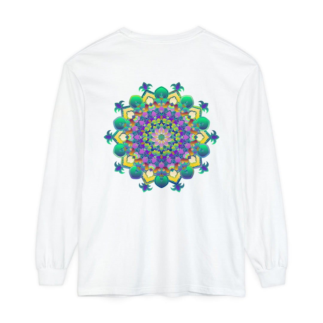 Intricate Mandala Long Sleeve T-Shirt with Vibrant Colors and Detailed Design for Women