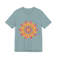 Floral Mandala Tee showcasing a stunning array of vibrant colors and intricate floral design