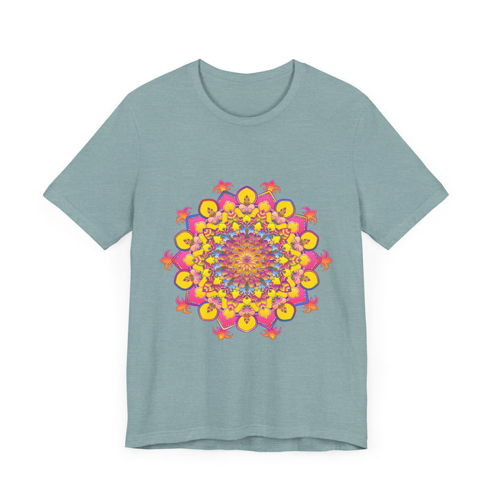 Floral Mandala Tee showcasing a stunning array of vibrant colors and intricate floral design